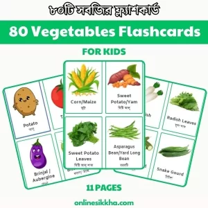 Vegetables Flashcards for Kids in Bengali and English