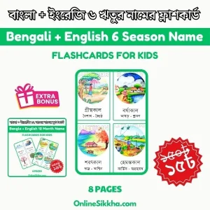 বাংলা এবং ইংরেজি ৬ ঋতুর নামের ফ্ল্যাশকার্ড